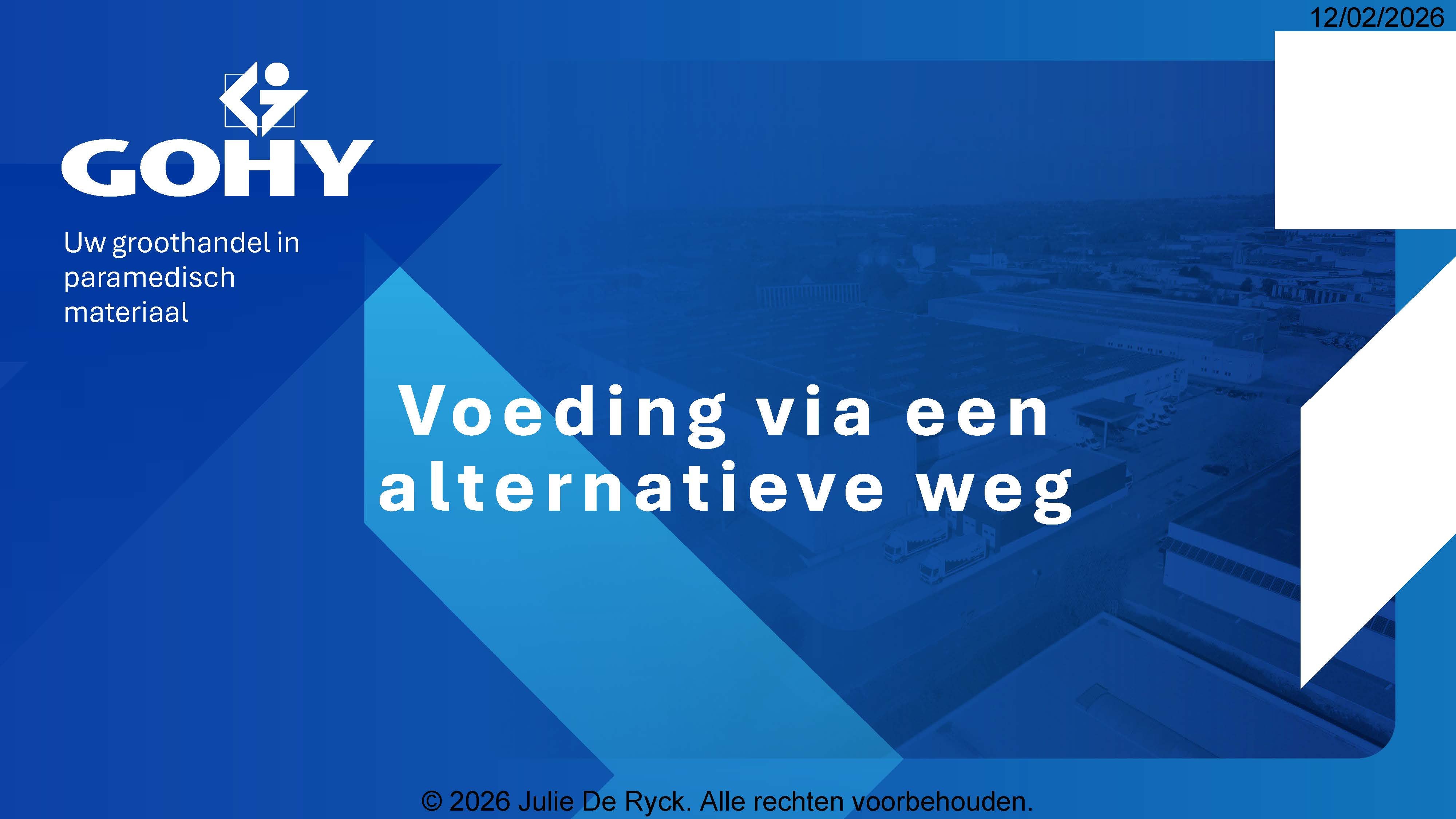 Voeding via een alternatieve weg door Julie De Ryck, Nutrition Field Specialist Gohy