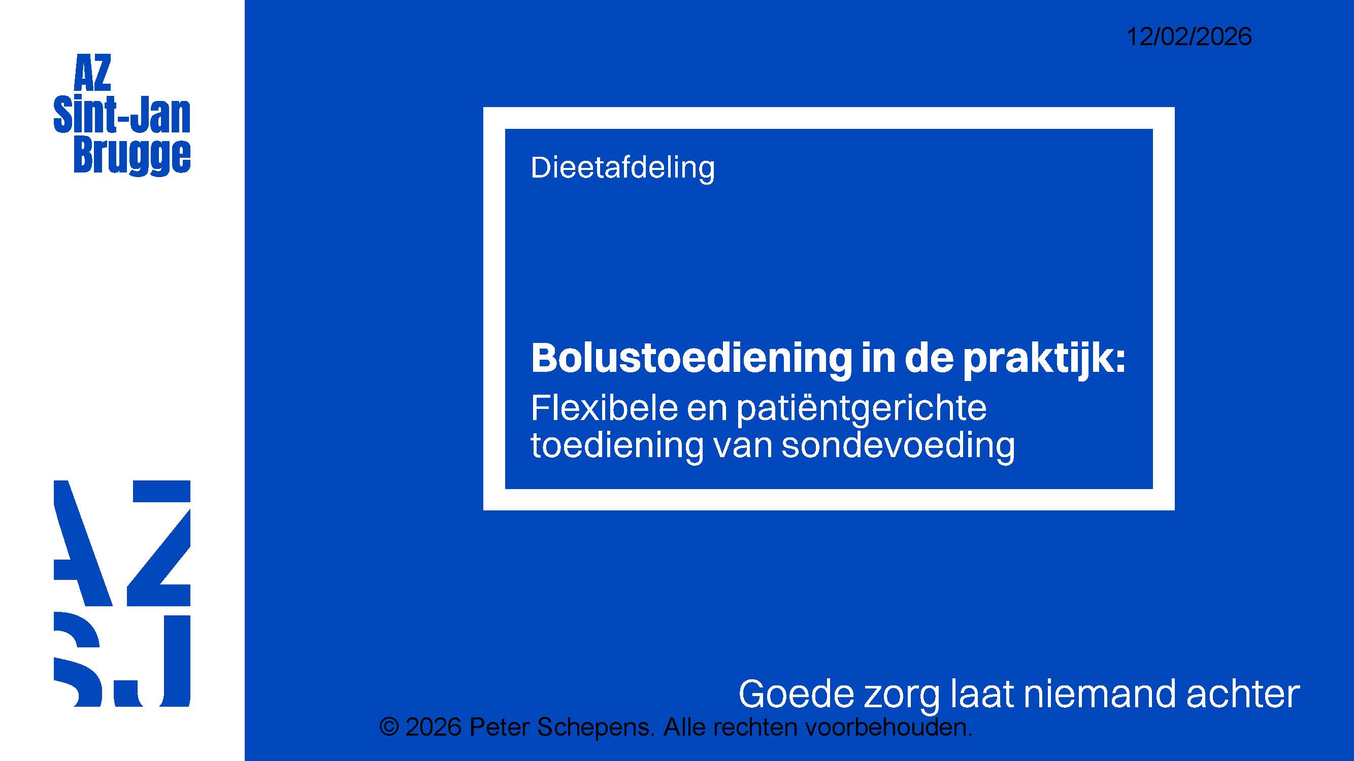 Bolustoediening in de praktijk: flexibele en patiëntgerichte toediening van sondevoeding